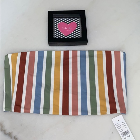 🔥 LA Hearts Stripe Aster  Bandeau Bikini Top NWT - Picture 6 of 9
